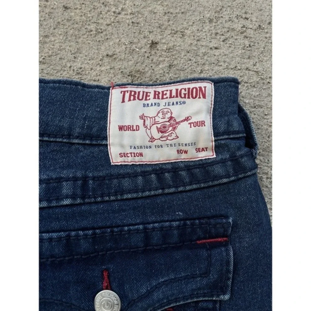 True Religion Geno Big T Flap Relaxed Slim Jeans Mens 36x30 Dark Wash Blue Denim